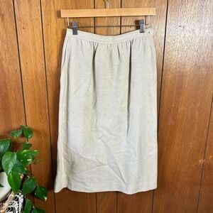 Vintage Union Made Evan‎ Picone Tan Wool Blend Skirt Size 10 Midi Career